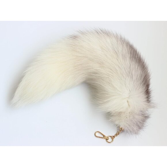 ⚡White Supper and Fox Tail Handbag Accessories Key Chain Ring Hook Tassels - Picture 2 of 7